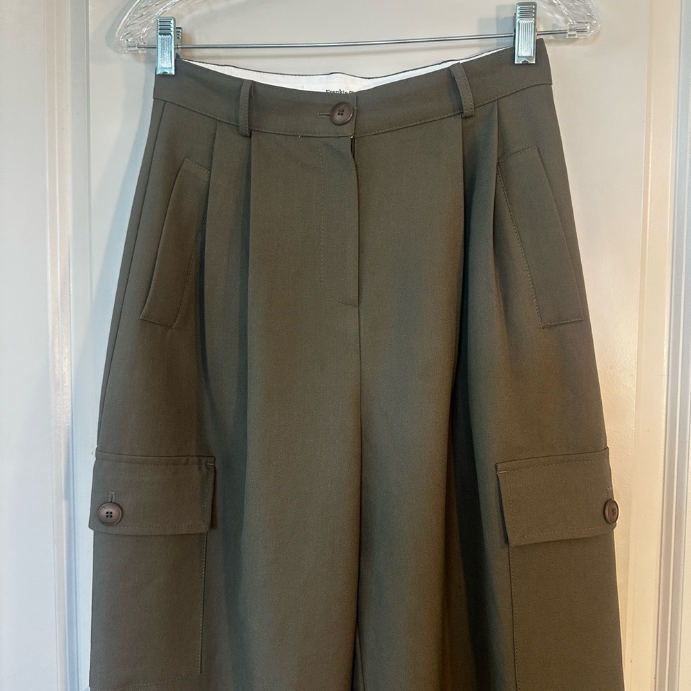 The Frankie Shop Maesa Olive Pleated Hi- Rise Cargo Trousers, Small - Picture 11 of 13